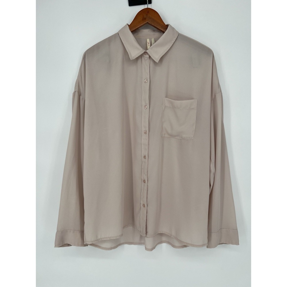 Frenchi Anthropologie Sheer Button Up Shirt Blouse Size L